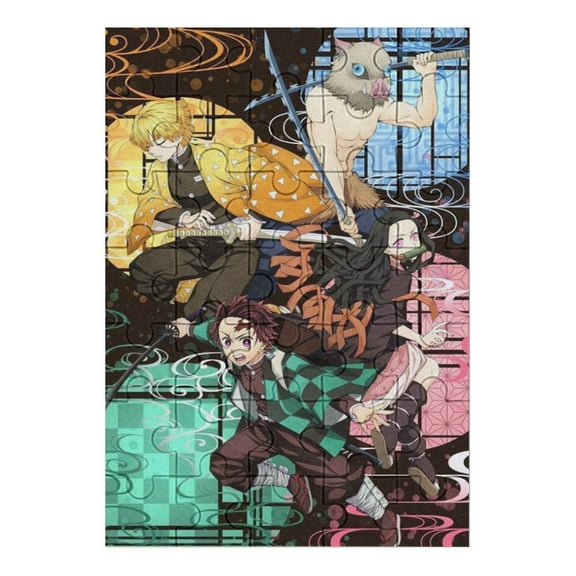 Demon Slayer Jigsaw Puzzle, Wood Puzzles Adult, 35 PCS Jigsaw Puzzle Perfect for Game Nights