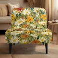 thumbnail image 2 of HELLHERO Flowers Pattern Dustproof Soft Fabric Armless Accent Chair Protector Decorations Armless Accent Chair Cover for Armless Accent Chairs, 2 of 8