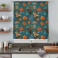thumbnail image 5 of Orange Green Spring Floral Sheer Curtains 45 Inches Long, Vintage Botanical Summer Flower Light Filering Curtains, Breathable Simi Curtain Privacy Drapes for Kitchen Bathroom Small Window Treatment, 5 of 9