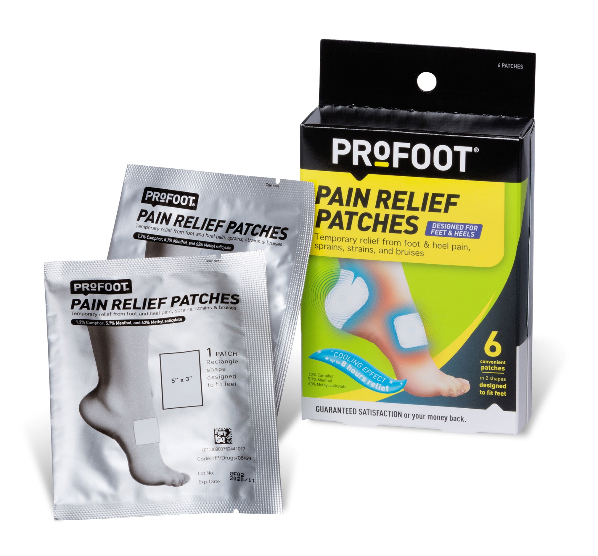 PROFOOT Pain Relief Patches for Foot and Heel Pain, 6 Count