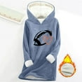 thumbnail image 3 of Women Warm Sherpa Lined Hoodies Cute Fleece Crewneck Sweatshirt Long Sleeve Warm Pullover Loungewear Cold Weather, S Blue, 3 of 3