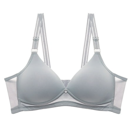 

Entyinea Women s Double Support Bra Comfy Back Closure Wirefree Jacquard Back Support Posture Bra Light Blue 38