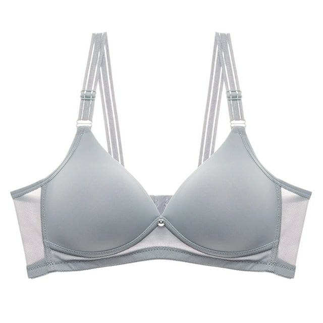 PEASKJP Sports Bra Seniors Front Closure, Embraced Bra, Light Blue 34