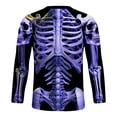 thumbnail image 5 of ZXLBBD Tshirts Shirts for Men Halloween Skeleton Print Long Sleeve Graphic Tee Crew Neck Slim Fit Theme Party T Shirts for Man Outdoor,Purple,XL, 5 of 5