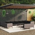 thumbnail image 1 of vidaXL 13 Piece Garden Lounge Set with Cushions Poly Rattan Dark Grey, 1 of 5