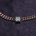 thumbnail image 4 of 2/3CT 5MM Princess Cut Lab Created Moissanite Diamond Solitaire Cuban Link Chain Bracelet In 14K Rose Gold Over Sterling Silver Size : 6.5 Inch(G-H Color,VVS1 Clarity,0.70Cttw), 4 of 6