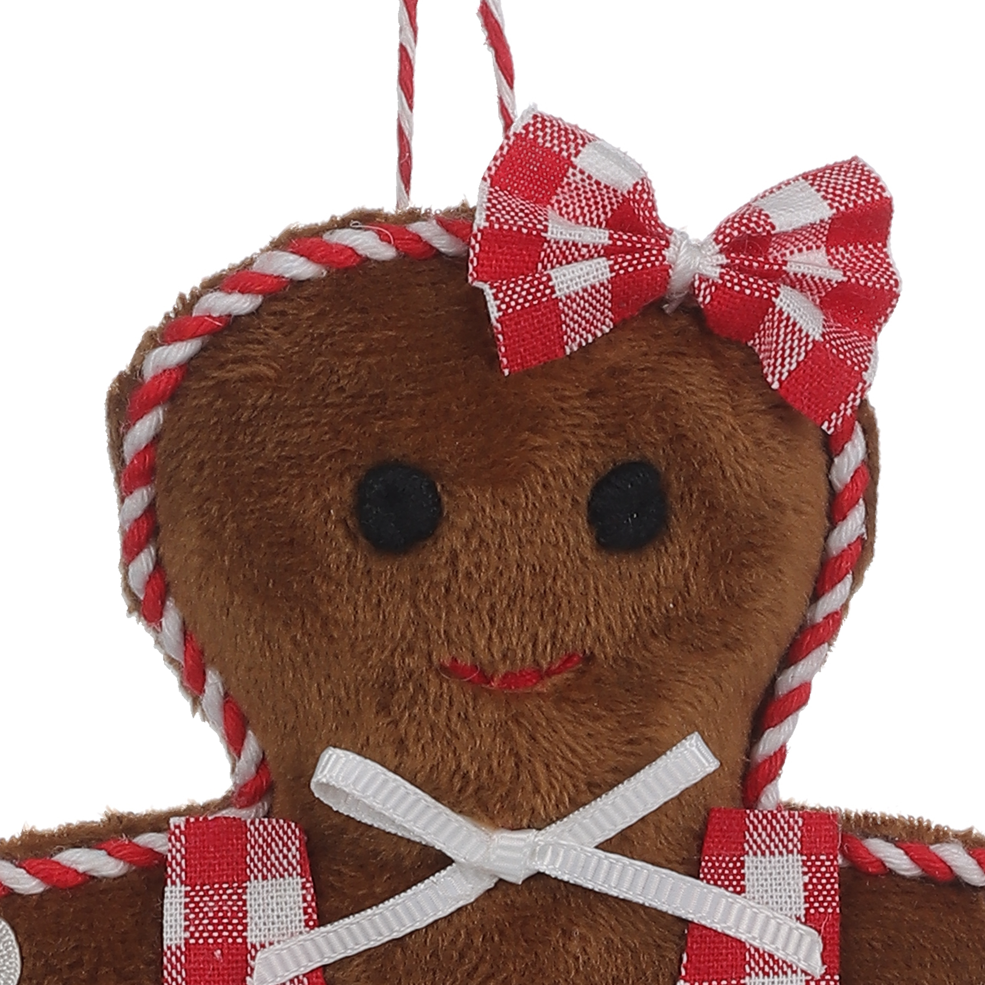 Holiday Time Fabric Gingerbread Ornament, 5.75 inches, Brown