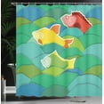 thumbnail image 4 of Ambesonne Nautical Shower Curtain, Sea Marine Waves Funky, 69"Wx75"L, Multicolor, 4 of 5