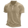 thumbnail image 4 of Mens Polo Shirts Buttons Short Sleeve Basic Business Shirts Breathable Soft Casual Performance Classic Fit Shirts Champagne 2XL, 4 of 6