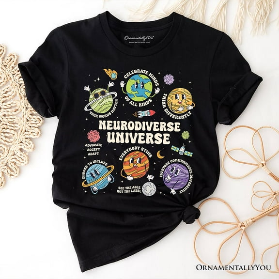 Neurodiverse Universe Autism Space T-Shirt, Colorful Autism Awareness Education Tee