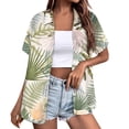 thumbnail image 2 of Hawaiian Shirts For Men And Women Short Sleeve Tropical Print T-Shirts Summer Button Down Collar Tops Loose Fit Beach Graphic Tee Casual Trendy Blouses 2024 Green XXL, 2 of 5