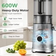 thumbnail image 4 of OSTBA Cold Press Juicer Machine, 6" Extra Large Feed Chute for Whole Fruits, 600W Slow Masticating Juicer, 3-in-1 for Fresh Juice, Sorbet & Nut Milk, Easy Clean Stainless Steel, 4 of 9
