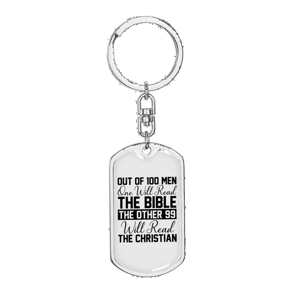Will Read The Bible Stainless Steel or 18k Gold Premium Swivel Dog Tag Keychain
