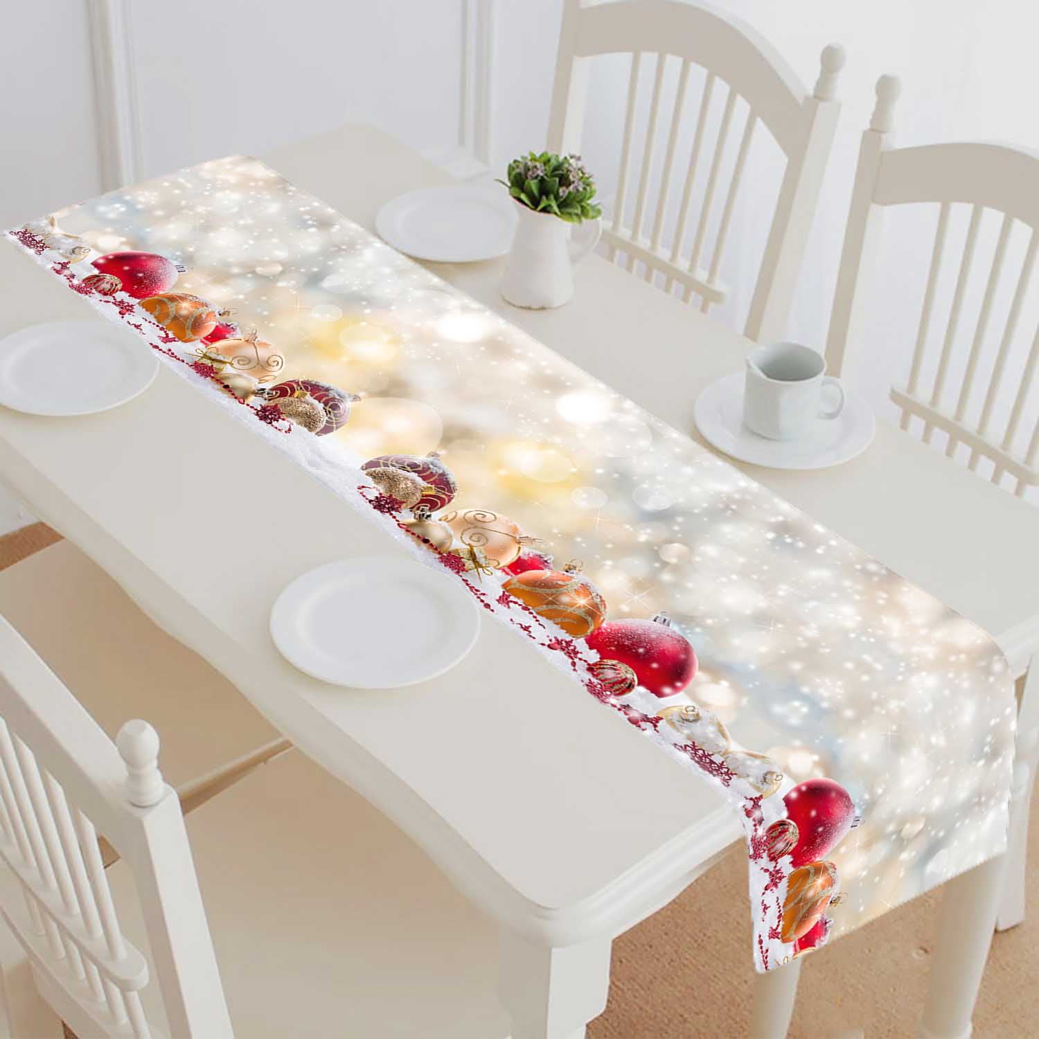 ALAZA Horses and Flowers Table Runner for Party Wedding Kitchen Dining Living Room Restaurant Table Linen Decor 