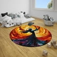 thumbnail image 6 of Rainbow Mandala Round Area Rug, bright boho circle carpet for kids room, play area or dorm, soft washable non-slip floor mat, fun colorful home décor accent for creatives, 6 of 6