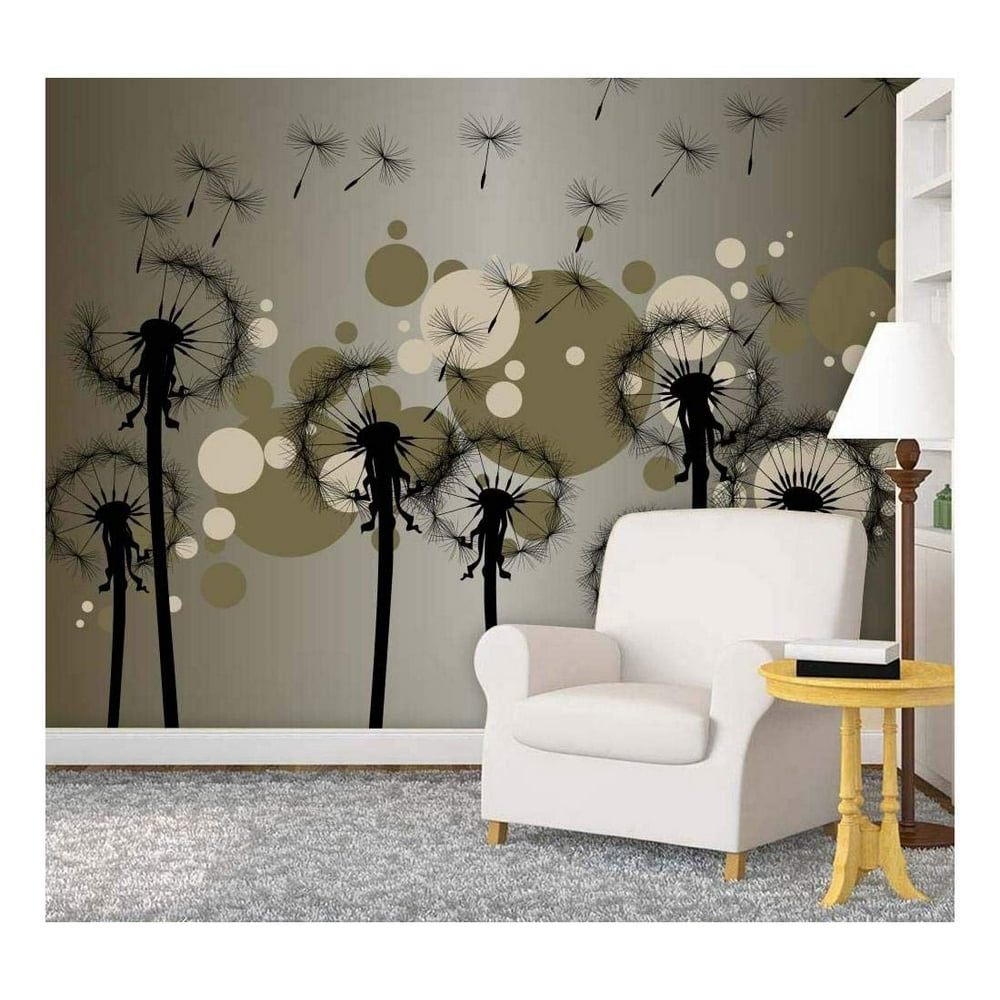Wall26 Black Dandelions Peel & Stick Wallpaper, 100x144 inches