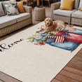 thumbnail image 2 of Fsddascl 4th of July Outdoor Rug for Patio/Deck/Porch, Non-Slip Large Area Rug 5 x 8 Ft, Spring Floral Red US Flag Rustic Independence Day Indoor Outdoor Rugs Washable Area Rugs, Camping Rug Carpet, 2 of 5