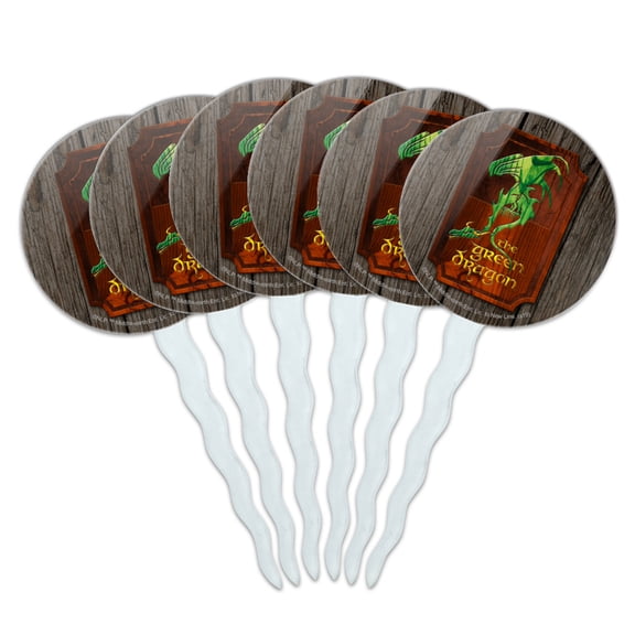 Lord of the Rings The Green Dragon Cupcake Picks Toppers Decoration Set of 6