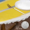 thumbnail image 4 of Abstract Stripe Round Fitted Table Cover Yellow Blue Grey Gradient Abstract Retro Waterproof Table Cloth with Elastic Edge Wipeable Tablecloth for Picnic Camping Party Fits 36"-44" Diameter, 4 of 8