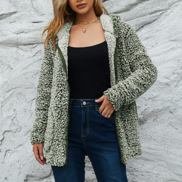 Puntoco Moda Mujer Cálido Faux Coat Chaqueta Invierno Cremallera Sólido Manga Larga Prendas De Vestir Exteriores Liquidación Puntoco Puntoco-7601