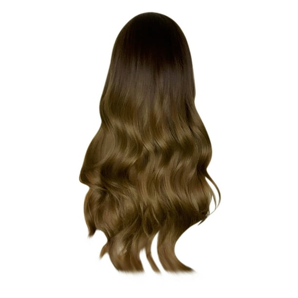 Peluca de cabello castaño largo y rizado con flequillo de ocho caracteres Peluca de cabello rizado femenino
