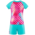thumbnail image 5 of GYRATEDREAM Girls Swimsuits Two Piece Rash Guard Set Short Sleeve Bathing Suit Liner Swimwear with UPF 50+ Sun Protection for 4-12Y Green, 5 of 8
