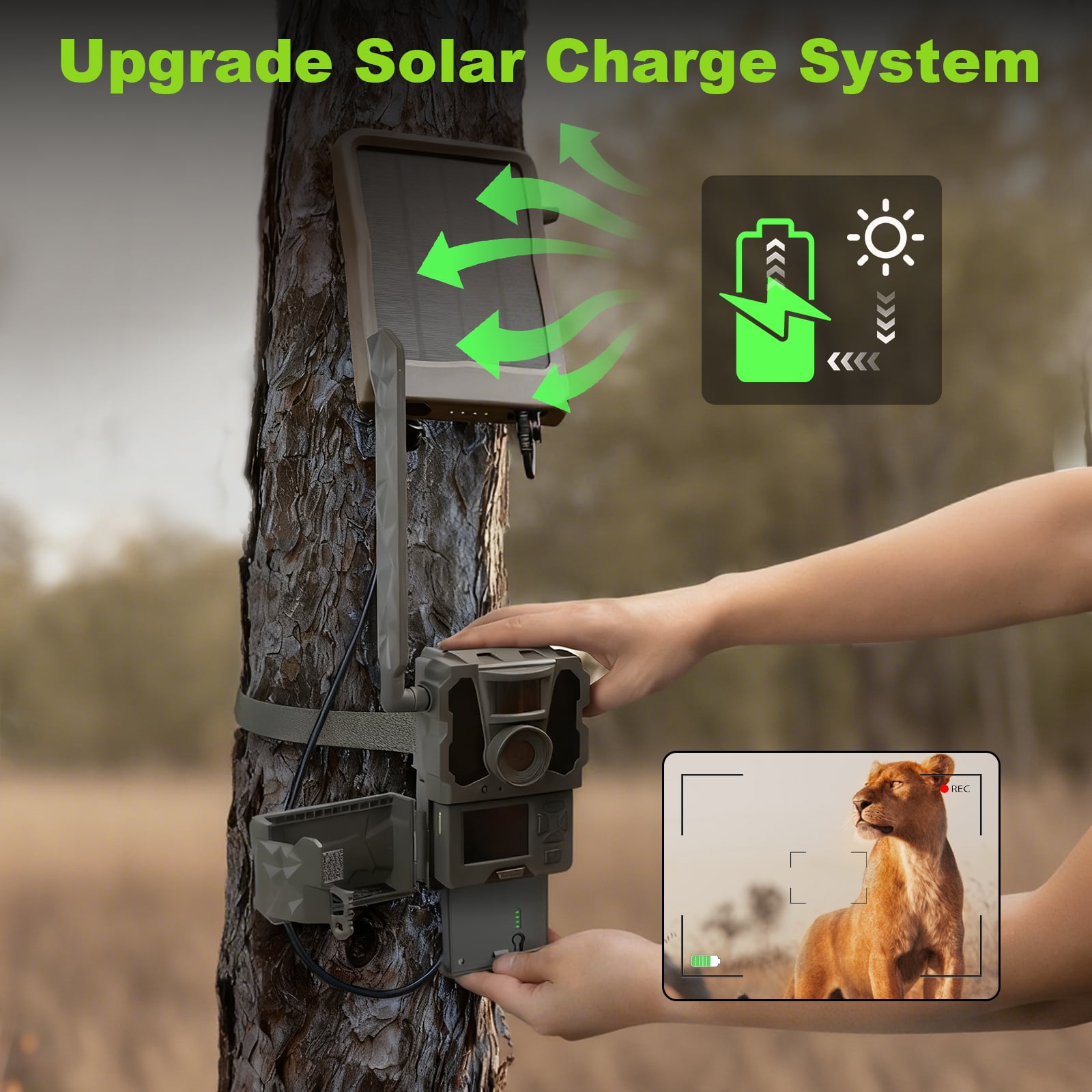 Rechargeable Reveal Lithium Battery Pack Compatible with Tactacam Trail Camera Reveal X Gen 3.0, 2.0, X Pro 3.0, Pro, X Ultra 3.0, SK, XB, X - Upgraded LED Meter & Solar Charging