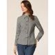 thumbnail image 3 of Blusa de manga larga con botones y cuello vuelto a cuadros para mujer Albaricoque Negro XS, 3 of 5