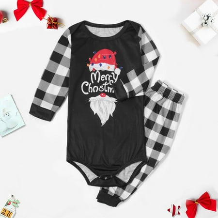 

Baby Round Neck Printed Long Sleeve Jumpsuit Family Clothes Pajamas christmas pajamas