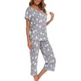 thumbnail image 4 of HAHDAXIA Womens Pajama Set Cotton Capri Pant Pyjama Short Sleeve Sleepwear Summer Pjs, 4 of 6