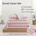 thumbnail image 4 of Plush Pink Striped Duvet Cover Set Queen Size, Ultra Soft Plush Bedding Set, Soft Vintage Romantic Triple Stripe Design, Cozy Feminine Cottage 3-Piece Set, 4 of 9