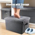 thumbnail image 3 of RYANSTAR RACING Storage Ottoman,Foot Rest Stool,Linen Footstool Storage Bench, 17x13x13in,350 lbs Folding Bench Small Ottoman for Living Room, Bedroom, Dorm. Dark Gray, 3 of 7