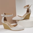 thumbnail image 6 of Modisza Womens Wedge Sandals Chunky Heel Platform Closed Toe Ankle Strap Fashion Shoes Ladies Summer Travel Party Slide Sandal Beige 6, 6 of 8