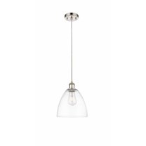 516-1P-WPC-GBD-94 Innovations Lighting Ballston Bristol Glass 1 Light 9" Cord Hung Mini Pendant Clear/Polished Nickel