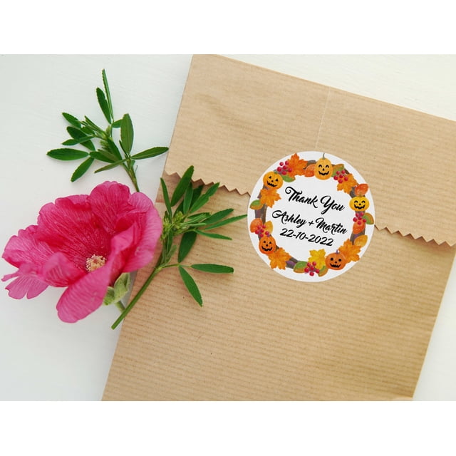Darling Souvenir MADE WITH LOVEHalloween Theme - 2" CustomStickersPremium 80 Self-AdhesiveRoundLabels- Personalized Halloween Party FavorStickers/RoundEnvelope Seal