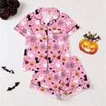 thumbnail image 2 of JAJAHO Halloween Pajamas Women 2 Piece Pj Set Spooky Season Matching Button Shirt With Shorts, 2 of 4