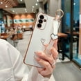 thumbnail image 6 of Samsung Galaxy A13 5G Case with Kickstand,Luxury Cute Plating Edge Love Hearts Pattern Wrist Strap Finger Holder for Girls Women,Soft Shockproof Cover for Galaxy A13 5G 6.5",White, 6 of 8