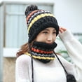 thumbnail image 3 of Gorro de invierno lindo con forma de bola larga para colgar, cálido gorro de lana para mujer, de color a juego, con protección para las orejas, a prueba de frío, de punto, 3 of 4