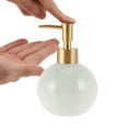 thumbnail image 3 of Unique Bargains 1 Pc Simple Round Soap Pump Dispenser for Bathroom Hotel 300ml White Matte Gold Tone, 3 of 6