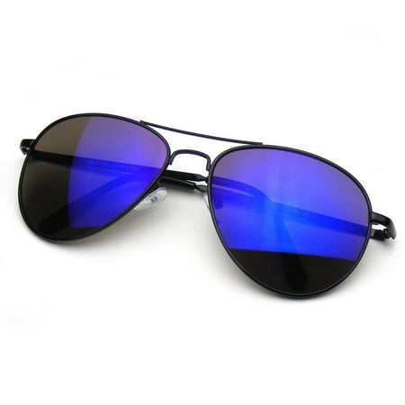 Emblem Eyewear - Flash Mirrored Lens Premium Metal Frame Aviator Sunglasses