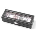 BETT 6 Watch Storage Organizer Case Leather Box Plastic Top Display ...
