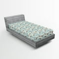 thumbnail image 2 of Ambesonne Animal Print Fitted Sheet, Funny Sloths Clouds, Twin Size, Soft Blue Cocoa and White, 2 of 5
