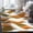 Area Rug-2, variant on Orange Brown Area Rugs, White Geometric Modern Indoor Non-Slip Floor Carpet, Soft Machine Washable Rug For Decor Living Room Bedroom Home 5 x 8ft
