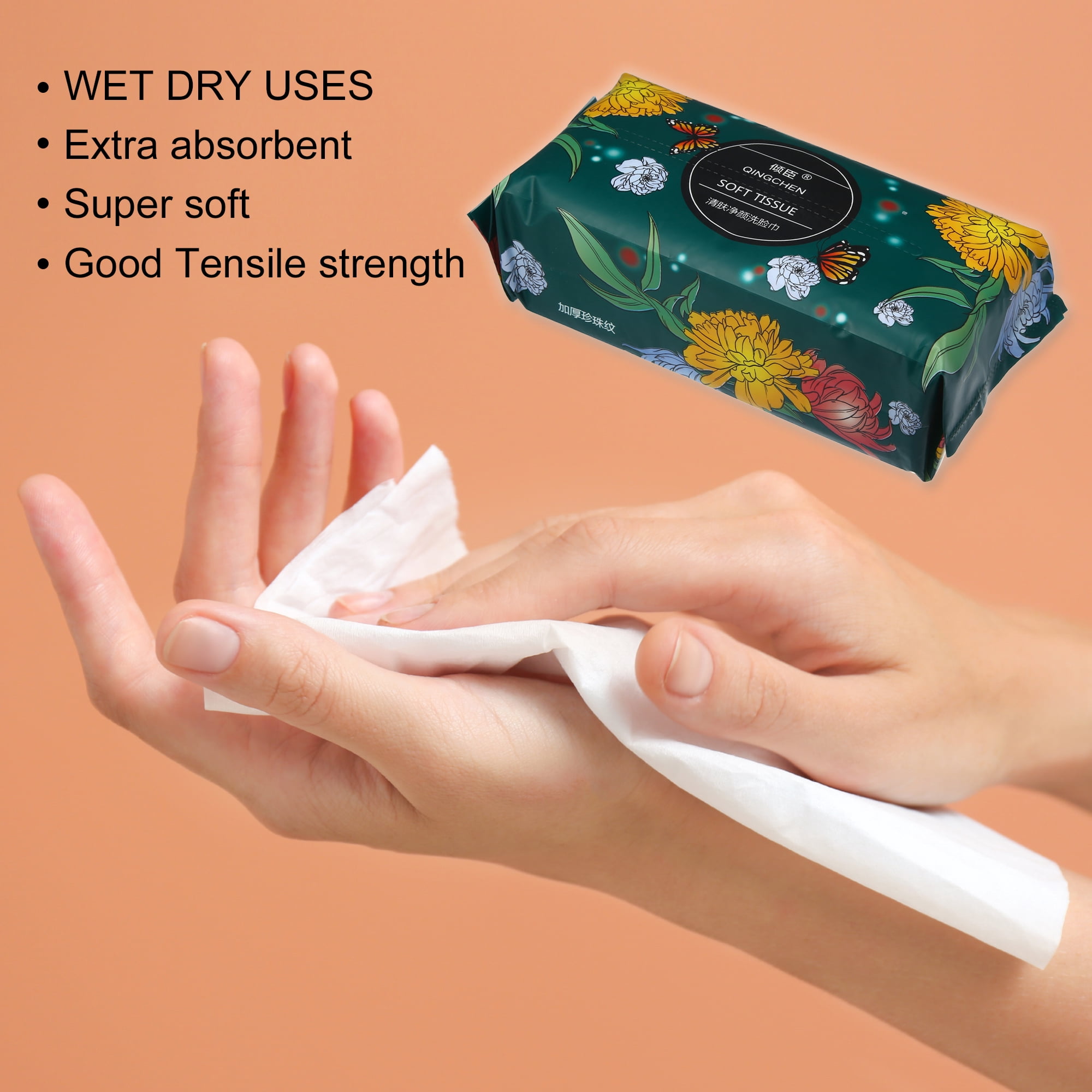 Unique Bargains Pack of 50pcs Disposable Face Towel Packaging Color Green 7.87"x7.87"