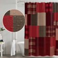 thumbnail image 4 of Red Gingham Shower Curtain Set - 72" x 78" Washable Bathtub Curtain with 12 Hooks, Abstract Buffalo Plaid Solid Color Patchwork Waterproof Fabric Stall Shower Curtains for Bathroom/Bathtub Décor, 4 of 8