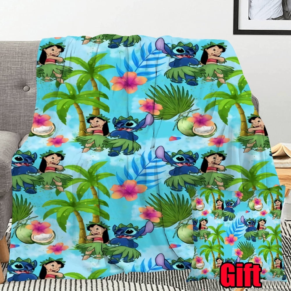 Lilo & Stitch Throw Blanket With Pillow Cover All Season Blankets For