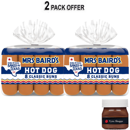 Mrs Baird's White Classic Buns, 8 count, Sliced Hot Dog Buns, 12 oz