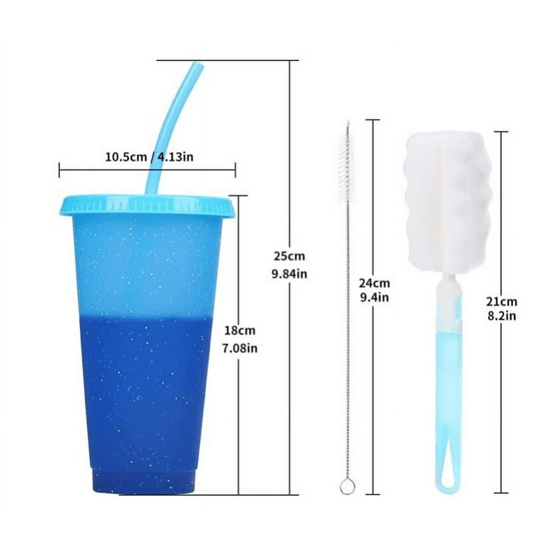 Yellow Color Changing Cups, Free straw brush