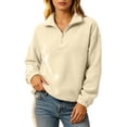thumbnail image 6 of vdgthytj Sweatshirts for Women Long Sleeve Quarter Zip Lapel Collar Fleece Loose Fitted Fall Winter Warm Casual Pullover Tops(Small,Yellow), 6 of 7