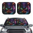 2 Piece Car Windshield Sun Shade Futuristic Cat Warrior Foldable